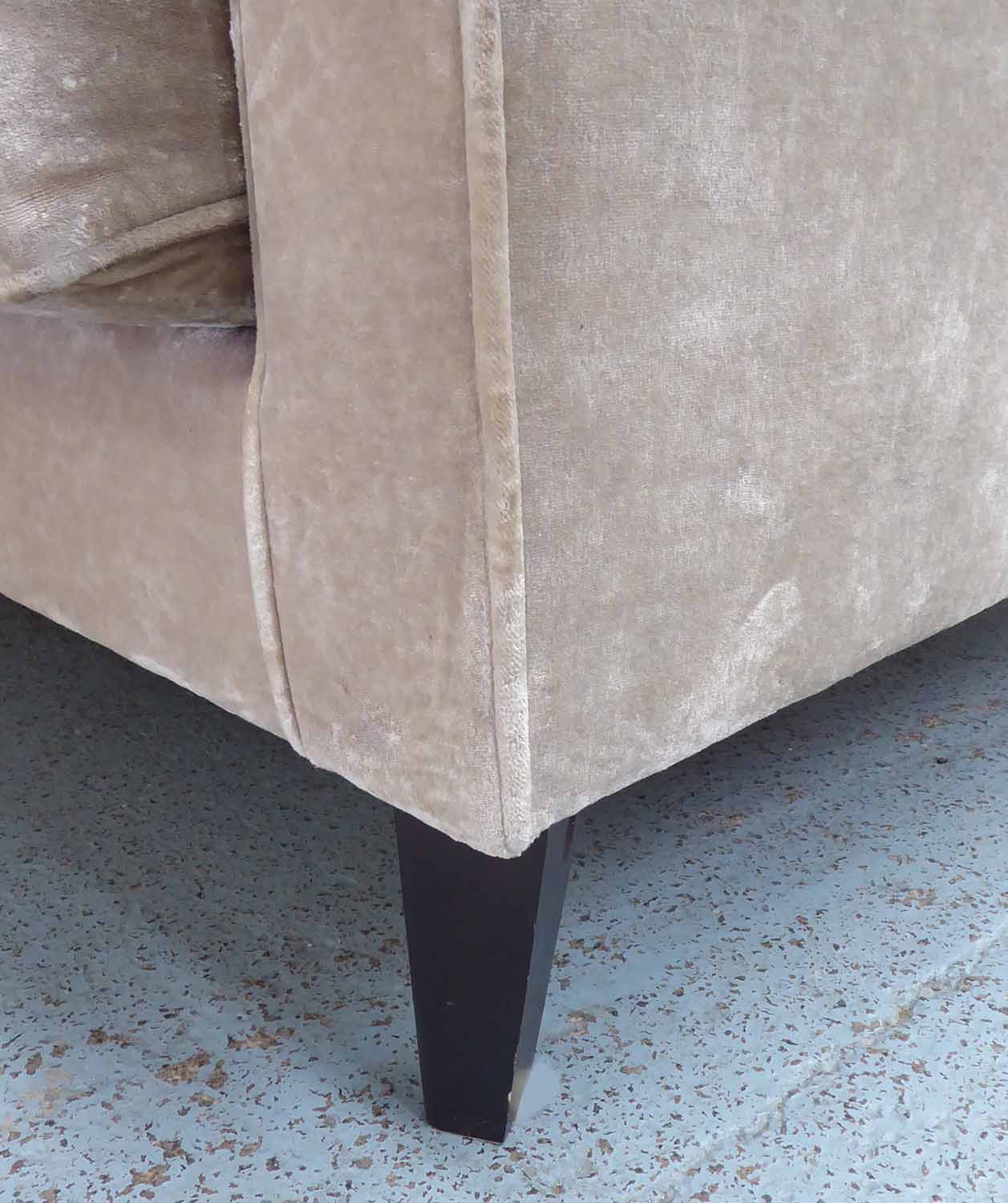 SOFA, contemporary velvet finish on ebonised supports, 220cm W. - Image 3 of 3