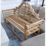 MARLBOROUGH STYLE GARDEN BENCH, contemporary teak construction, 165cm W.