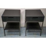 B & B ITALIA WITH MAXALTO EBE NIGHT TABLES, by Antonio Citterio, a pair, black oak and steel,