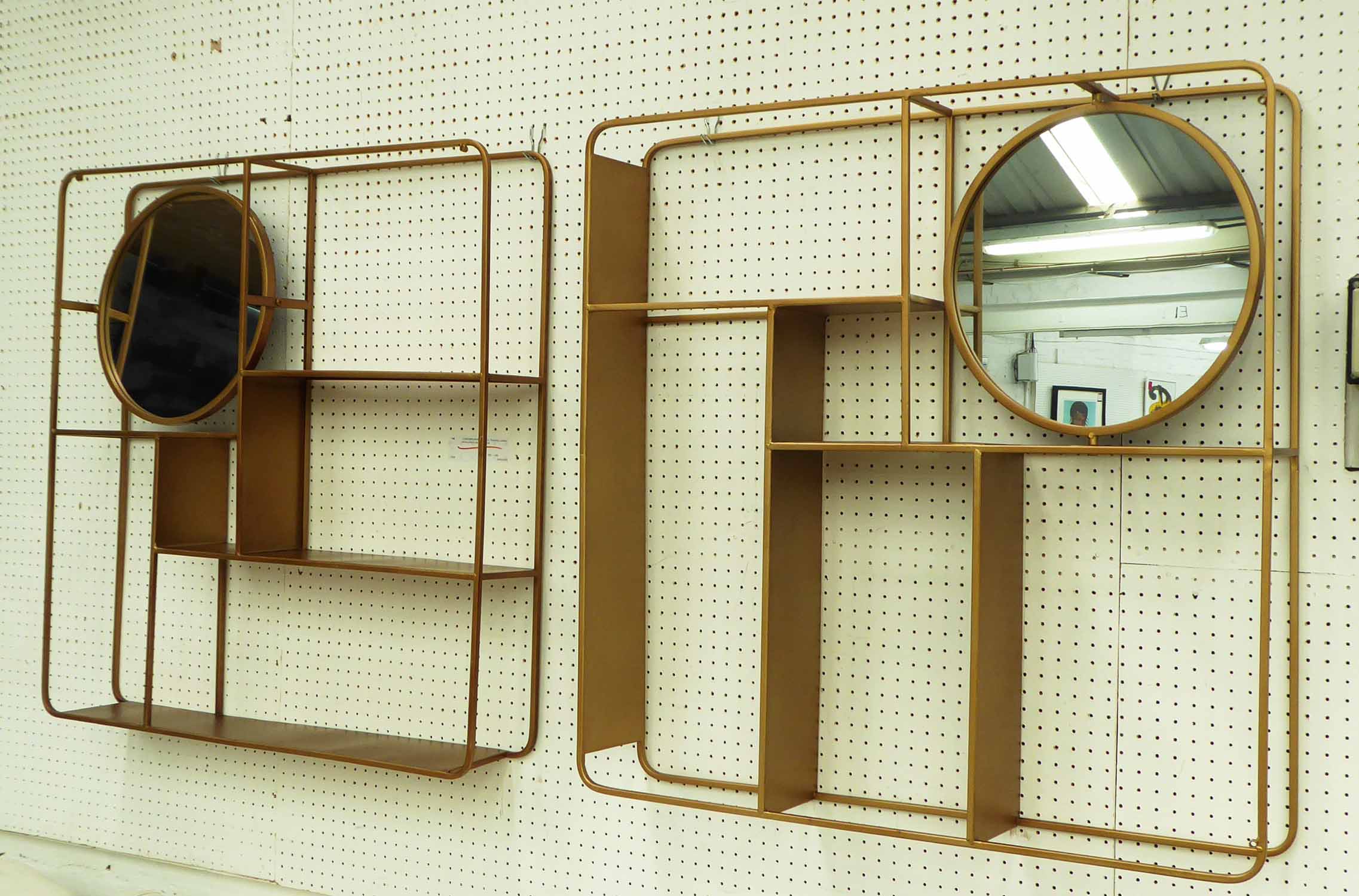 WALL MOUNTED DRESSING MIRRORS, 1960's French style, with revolving mirrors, 80cm x 13cm x 80cm.