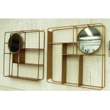 WALL MOUNTED DRESSING MIRRORS, 1960's French style, with revolving mirrors, 80cm x 13cm x 80cm.