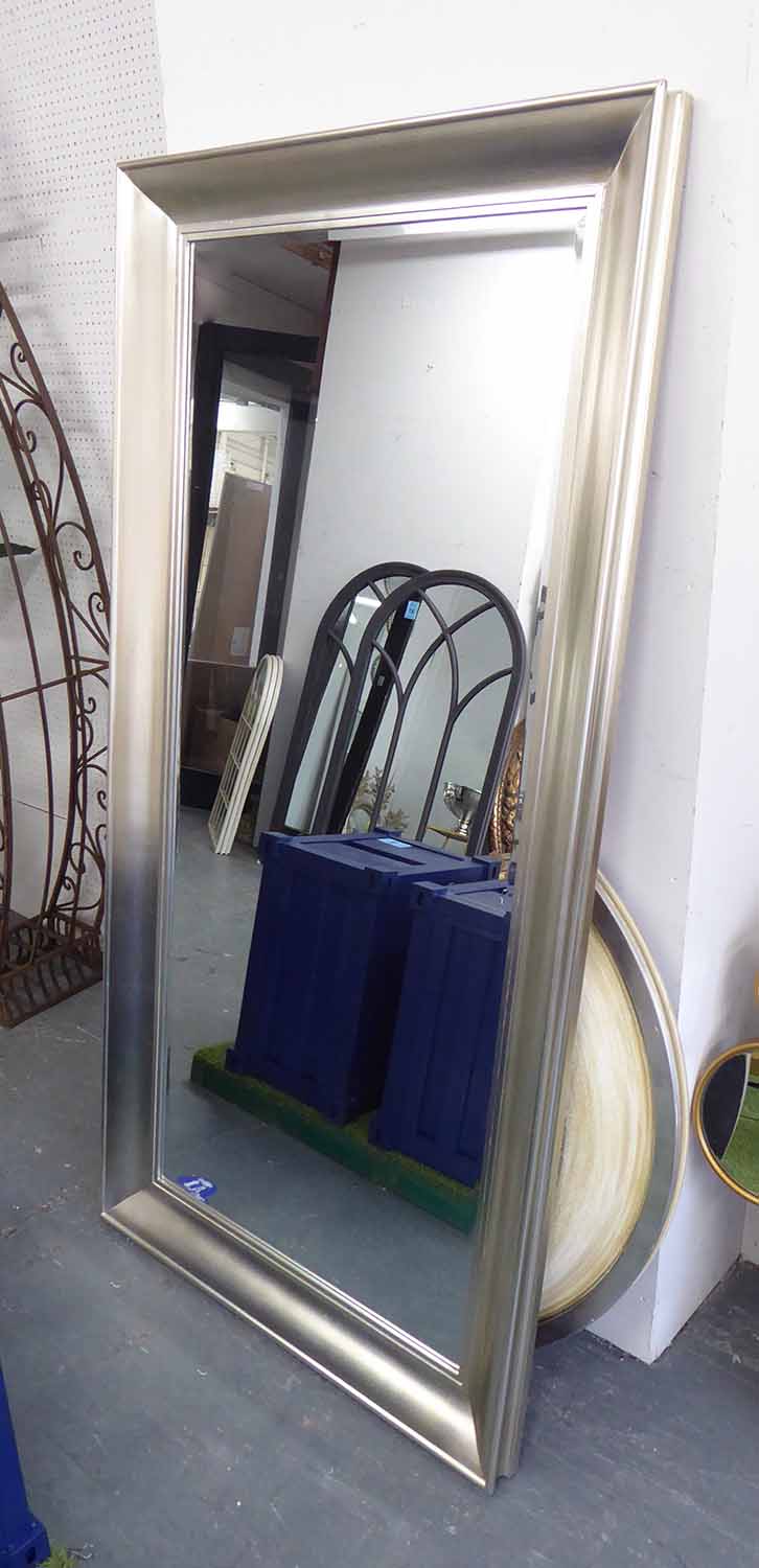 WALL MIRROR, contemporary silvered frame, 174cm x 86cm.