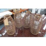 LANTERNS, a set of four, French-Orientalist style, glass inserts, 65cm H.