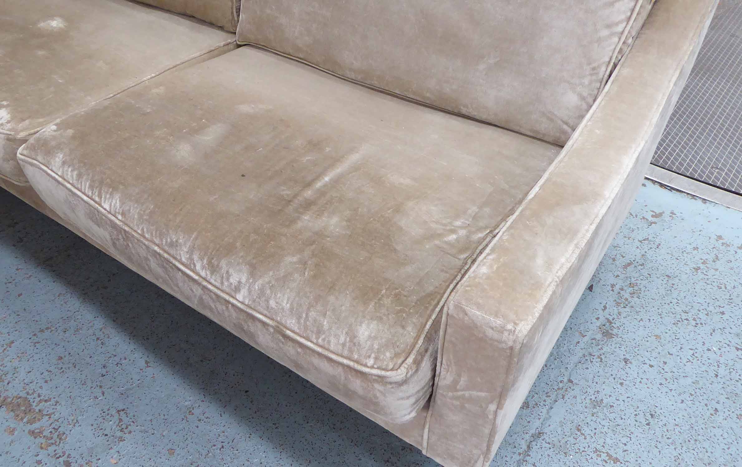 SOFA, contemporary velvet finish on ebonised supports, 220cm W. - Image 2 of 3