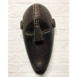 AFRICAN MASK, Ghana, carved wood, 39cm H.