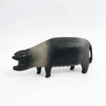 AMERICAN FOLK ART PIG, carved and painted wood, 10cm H.