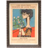 PABLO PICASSO 'Jaqueline with Flowers', rare original lithographic poster, 1956, printed by Mourlot,