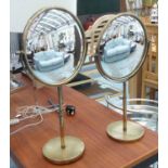 CONVEX TABLE TOP DRESSING MIRRORS, a pair, 1960's French style, 59cm at tallest.