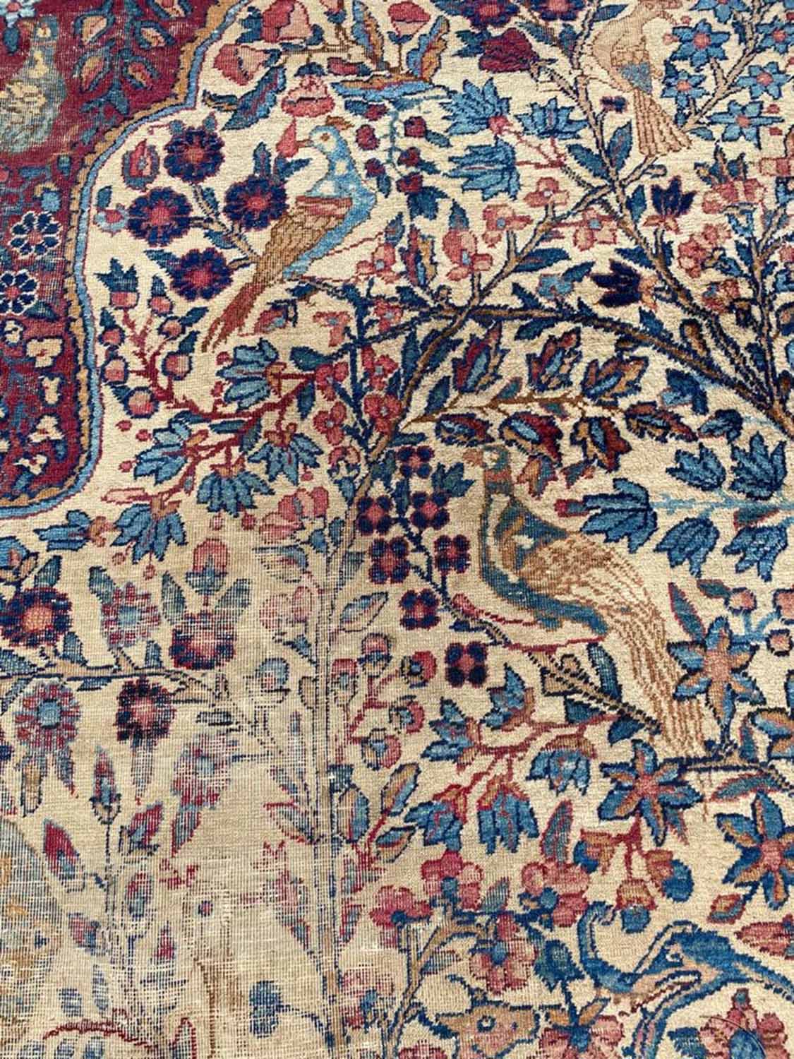 ANTIQUE KIRMAN LAVER CARPET, 400cm x 320cm, - Image 7 of 7