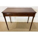 WRITING TABLE, Regency mahogany, circa 1815, single frieze drawer above turned tapered legs,