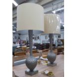 TABLE LAMPS, a pair, of large proportions, bases 67cm H with shades 36cm H.