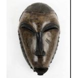 CONGOLESE MASK, possibly Chokwe tribe carved wood, 36cm x 22cm.