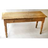 FARMHOUSE TABLE, 19th century English pine of compact proportions,