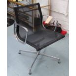 AFTER CHARLES AND RAY EAMES ALUMINIUM GROUP STYLE DESK CHAIR, 85cm H.