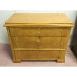 CHEST, Biedermeier cherrywood of three drawers with inlaid bone escutcheon, 99cm x 52cm x 82cm H.