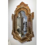 WALL MIRROR, decorative glass and gilt detail, 106cm H x 62cm.