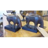 PICASSO STYLE BULLS, a pair, 19cm H.