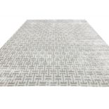 CONTEMPORARY ART DECO DESIGN SILK CARPET, 400cm x 300cm, geometric silver field.