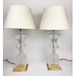 TABLE LAMPS, a pair, in the manner of Baccarat,