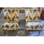 COCKTAIL CHAIRS, a pair, mid 20th century in chevron patterned velour, 63cm W.