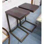 SIDE TABLES, a pair, contemporary canter-leaver design, 67.5cm.