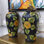 THE LAMP WORKSHOP TABLE LAMPS, a pair, floral design, 44cm H.