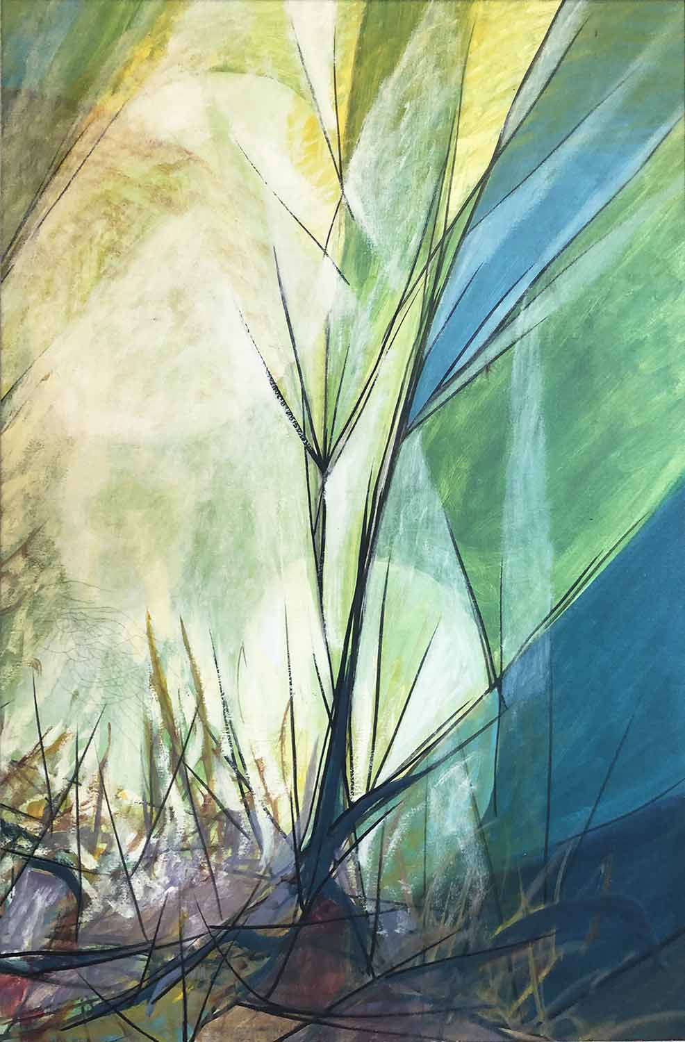 MANNER OF GRAEME SUTHERLAND, 'Grass' oil on canvas 73cm x 49cm, framed. - Image 2 of 2