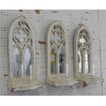 WALL LANTERNS, a set of three, mirrored French provincal style, 52cm H.