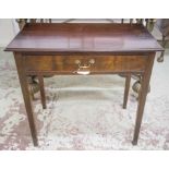 WRITING TABLE, George III mahogany, with single drawer,