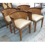 ATTRIBUTED TO ATELIER MAJORELLE BARREL CHAIRS, a set of four, circa 1930's, French Art Deco,
