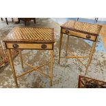 SIDE TABLES, a pair, Georgian style satinwood and parquetry,