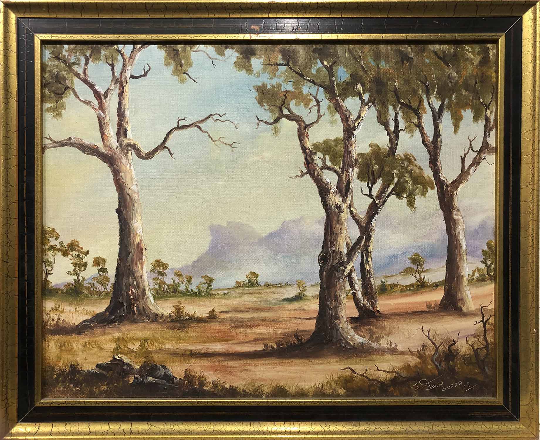 J STIVAN, 'Landscapes Burra Australia', oil on board 39cm x 49cm, a pair, signed and dated 79,