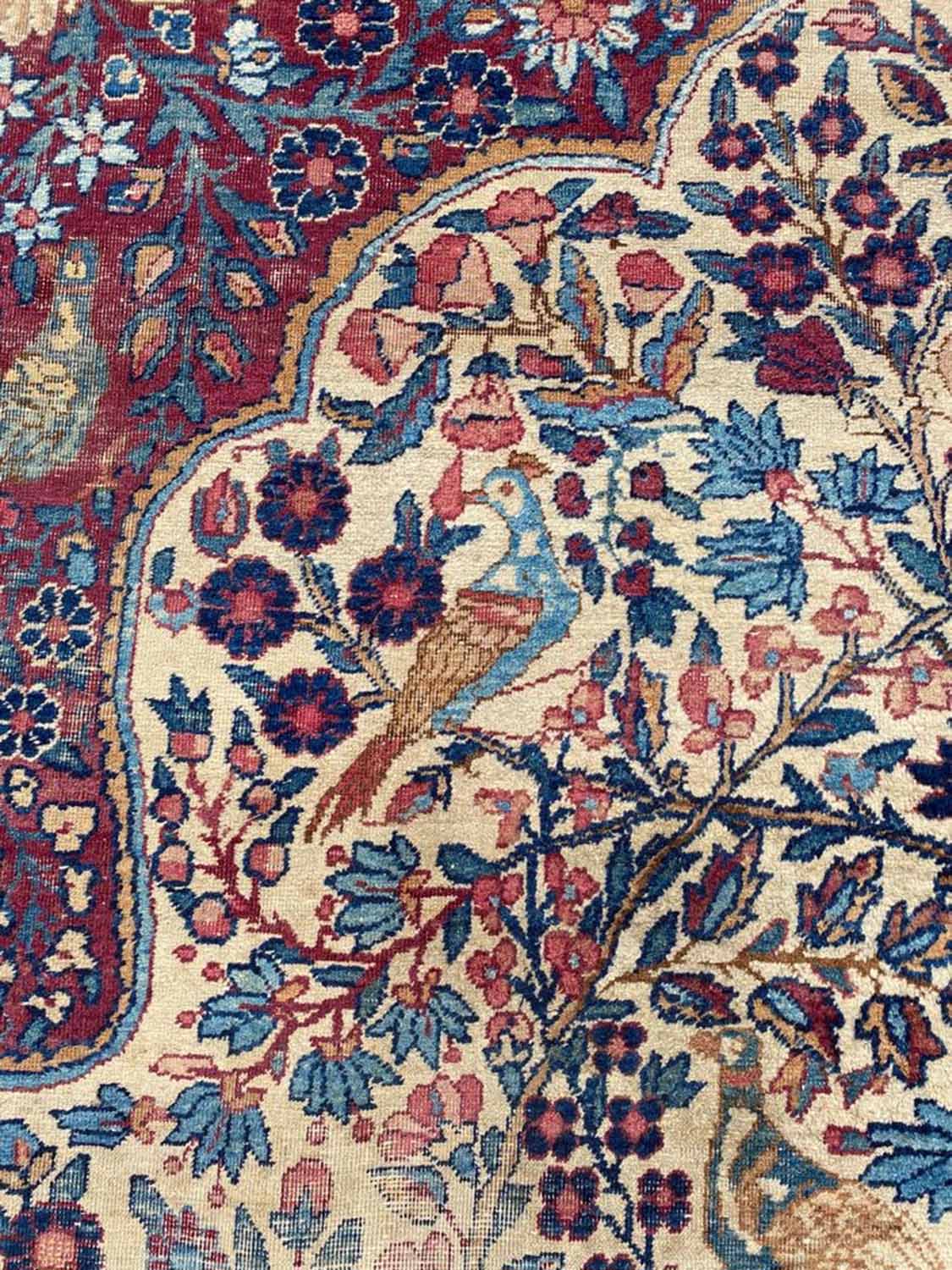 ANTIQUE KIRMAN LAVER CARPET, 400cm x 320cm, - Image 4 of 7