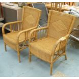 PAOLO MOSCHINO FOR NICHOLAS HASLAM IRIS CHAIRS, a pair, honey finish, 95cm H.