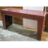 CONSOLE TABLE, Chinese red lacquer, 50cm x 88cm H x 160cm.