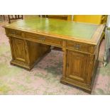 PEDESTAL DESK, 19th century Italian, olivewood and walnut, circa 1870,