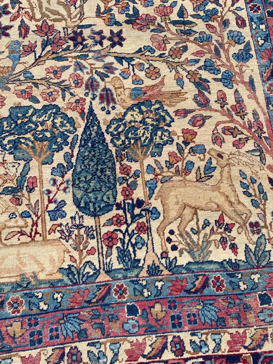 ANTIQUE KIRMAN LAVER CARPET, 400cm x 320cm, - Image 5 of 7