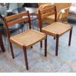 ARNE HOUMAN OLSEN STYLE DINING CHAIRS, a set of four, 80cm H.