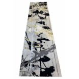 CONTEMPORARY SILK AND WOOL RUNNER, 305cm x 80cm, Jackson Pollock inspired, hand knotted.