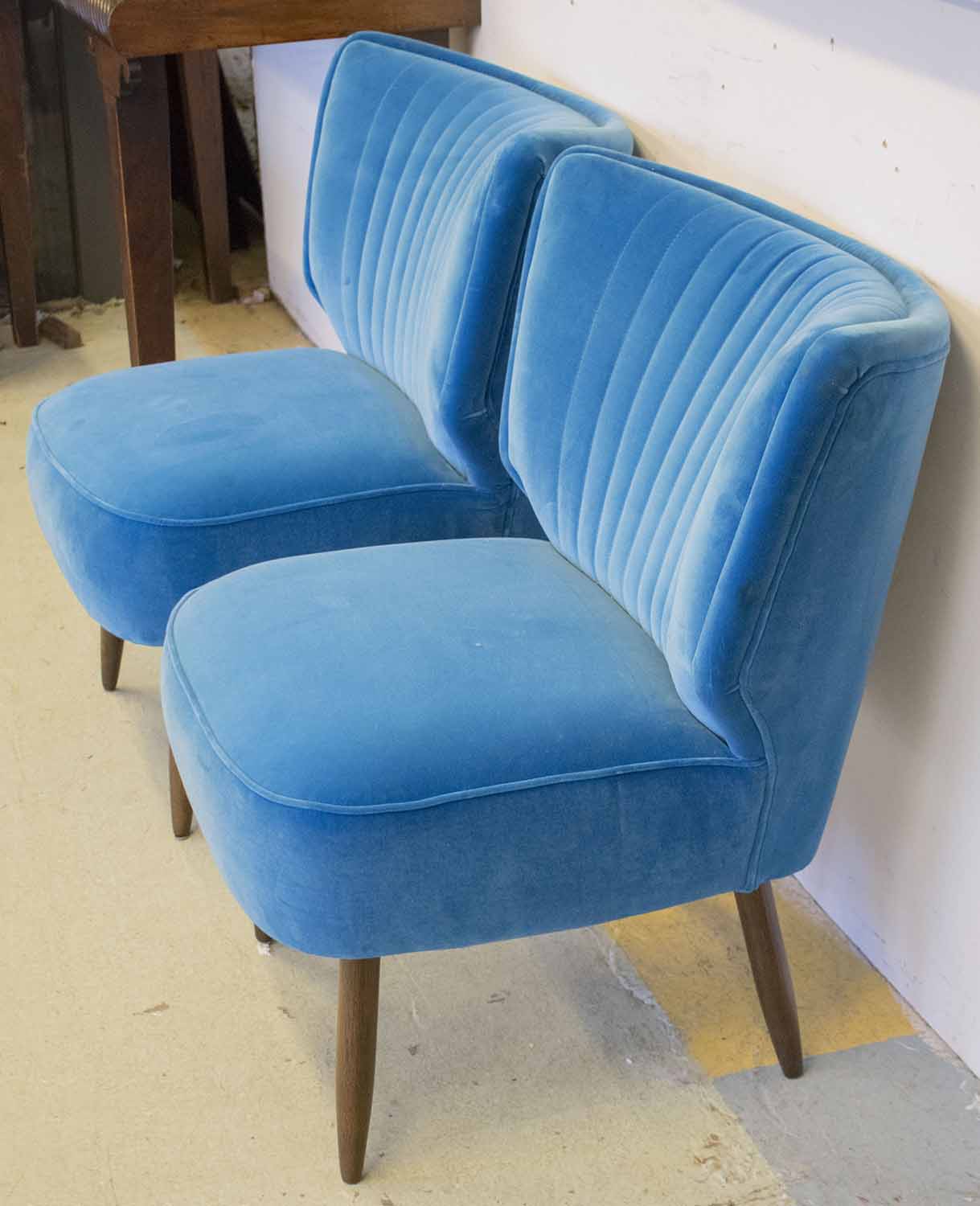 SIDE CHAIRS, a pair, 1960's Italian style in cobalt blue velvet, 66cm W, 77. - Image 2 of 2