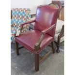 GAINSBOROUGH CHAIR, in red leather, 62cm W x 101cm H.