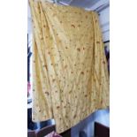 CURTAINS, a pair, silk with floral embroidered detail lined and interlined,