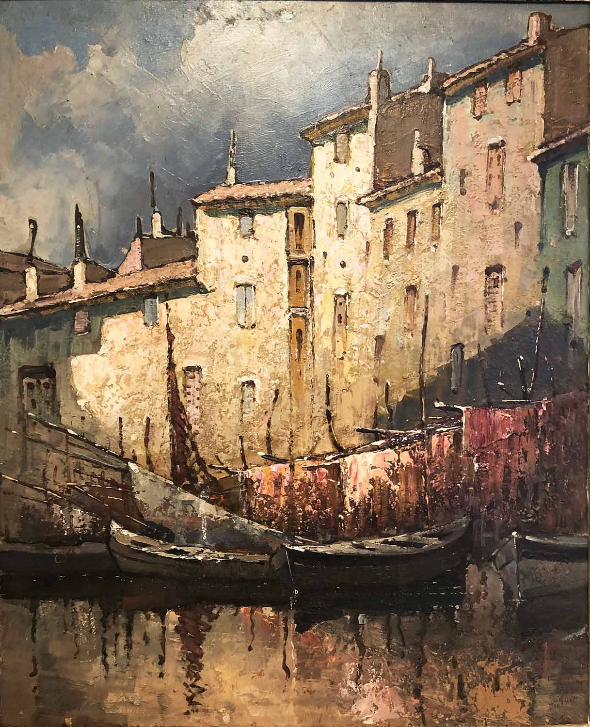 ELMER VAGH WEINMANN (Budapest 1912 - France 2012) 'Fishing Boats at a Quayside', oil on board, - Image 3 of 3
