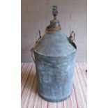 THE LAMP WORKSHOP MILK CHURN TABLE LAMP, vintage converted milk churn, verdigris finish, 63cm H.