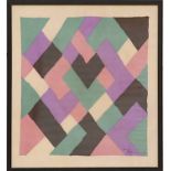 SONIA DELAUNAY, 'Abstract on silk scarf', signed in the plane, 69cm x 63cm.