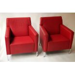 MOROSO STEEL ARMCHAIRS, a pair,