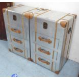 AVIATOR STYLE SIDE CHESTS, a pair, 81cm x 51cm x 41cm.