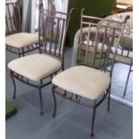 DINING CHAIRS, a set of six, Italian style design, bronzed finish, 104cm H.
