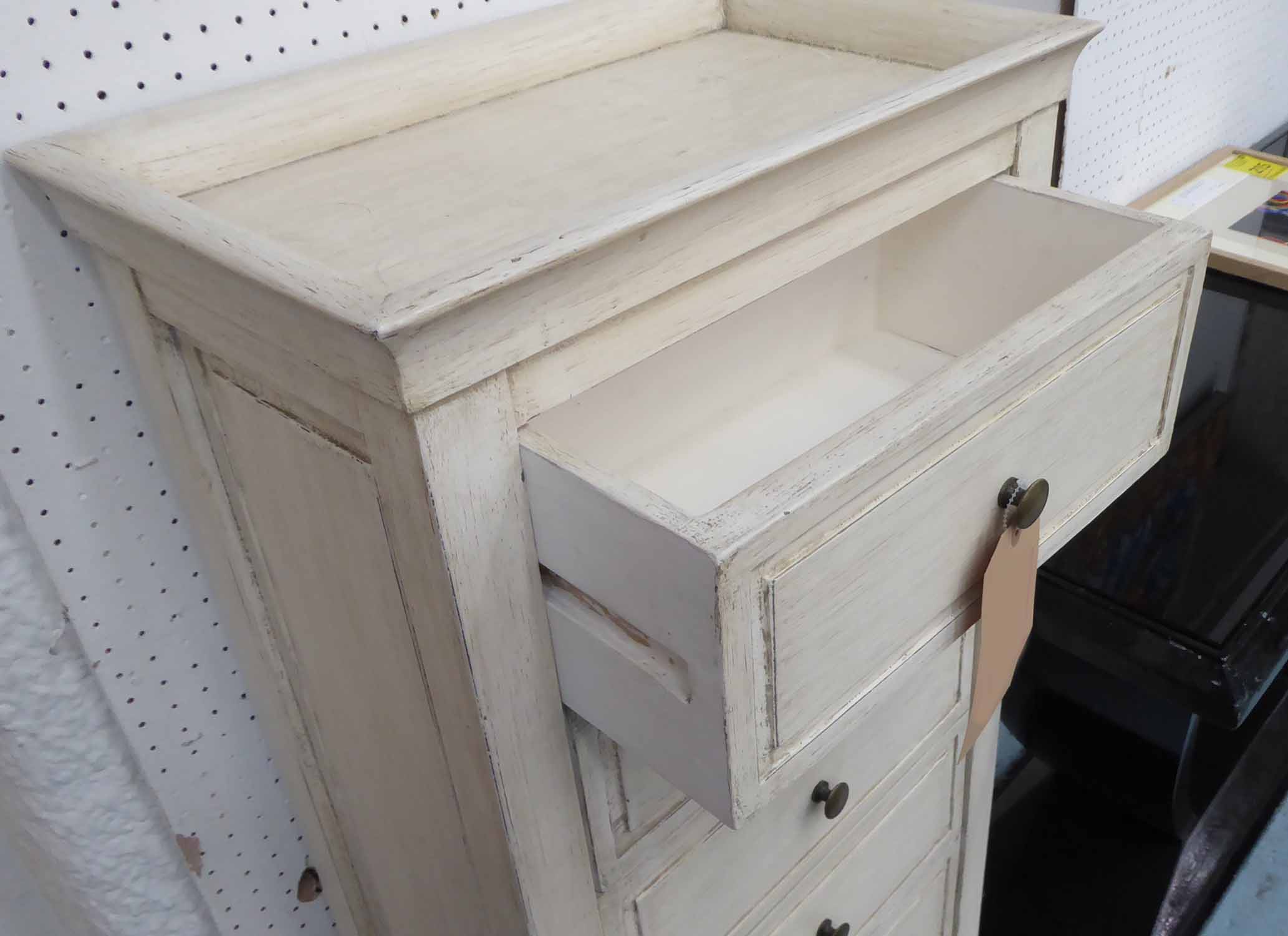 PAINTED CHEST, with three drawers over a cupboard with dummy drawer detail, - Image 2 of 2