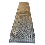 SILVER ANATOLIAN KILIM RUNNER, 412cm x 87cm.